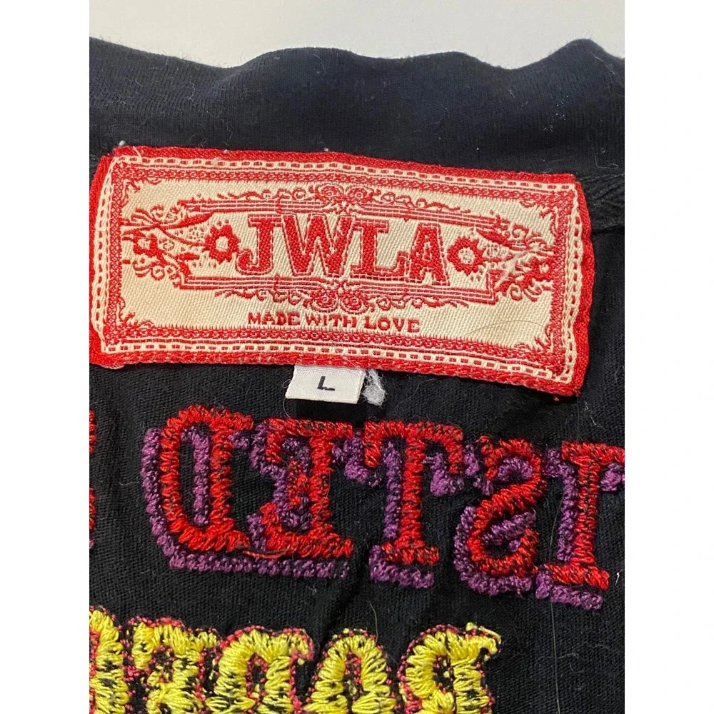 JWLA Johnny Was Black Embroidered Twisted Spur Rodeo Colorado V-Neck T-Shirt L - Picture 5 of 9